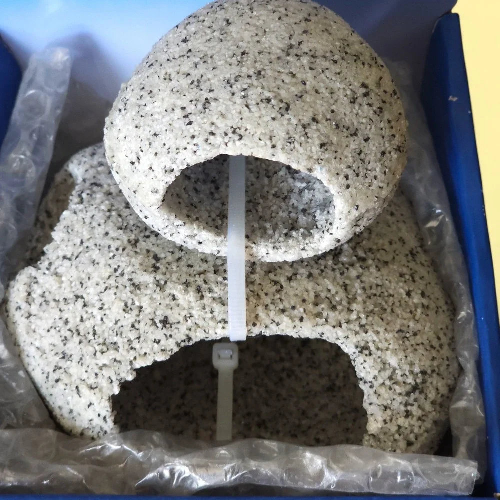 Penn-Plax Granite Stone Hide-Away Aquarium Decor 2pc Cichlid Fish Tank Rock Cave